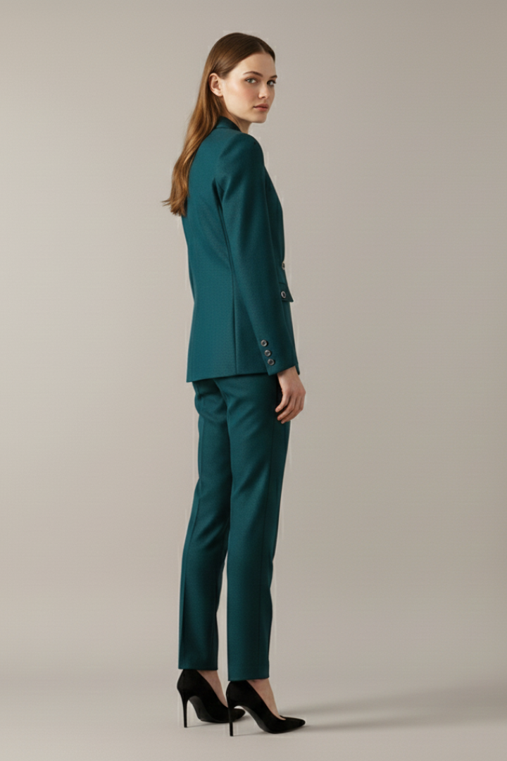 Kalyssa | Dames Blazer Set – Eénknoopsblazer & Rechte Broek, Elegante Tweedelige Pakset