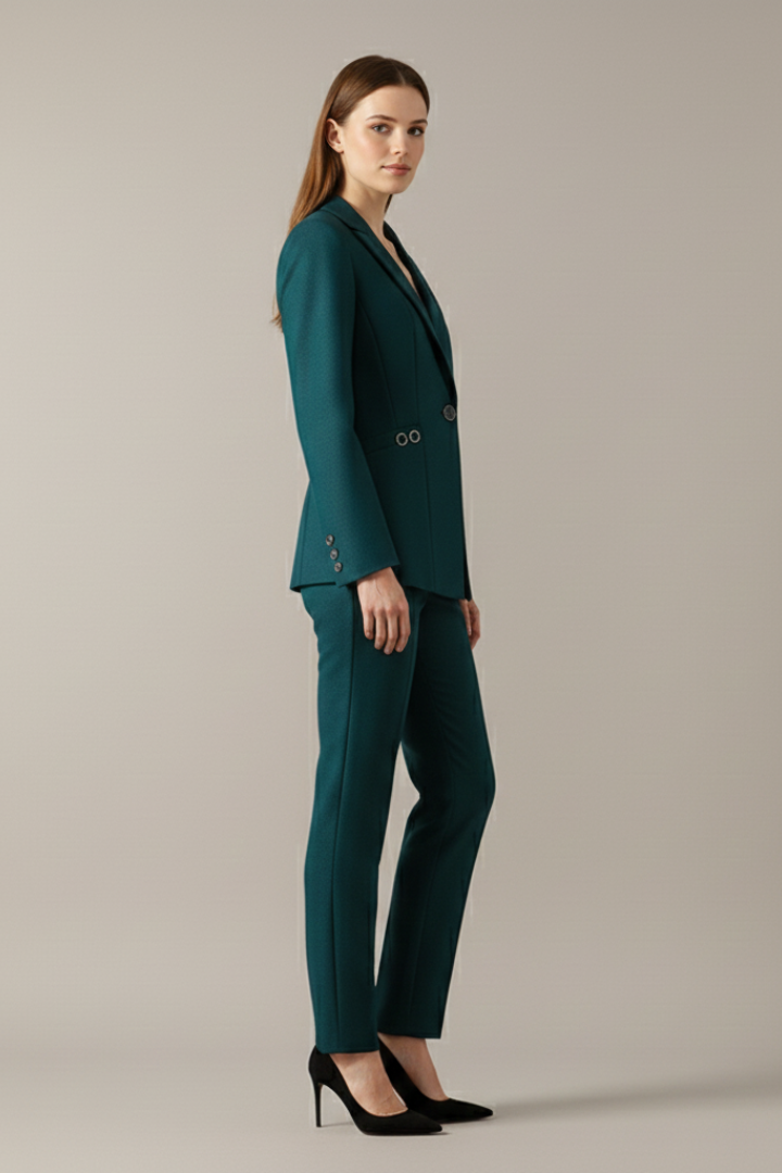 Kalyssa | Dames Blazer Set – Eénknoopsblazer & Rechte Broek, Elegante Tweedelige Pakset