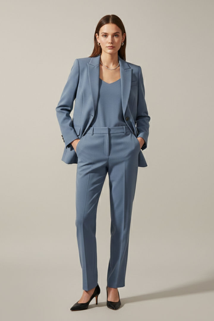 Maristelle | Dames Blazer & Broek Set – Reverskraag, Rechte Pijpen, Elegante Pakset