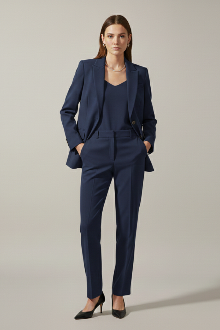 Maristelle | Dames Blazer & Broek Set – Reverskraag, Rechte Pijpen, Elegante Pakset