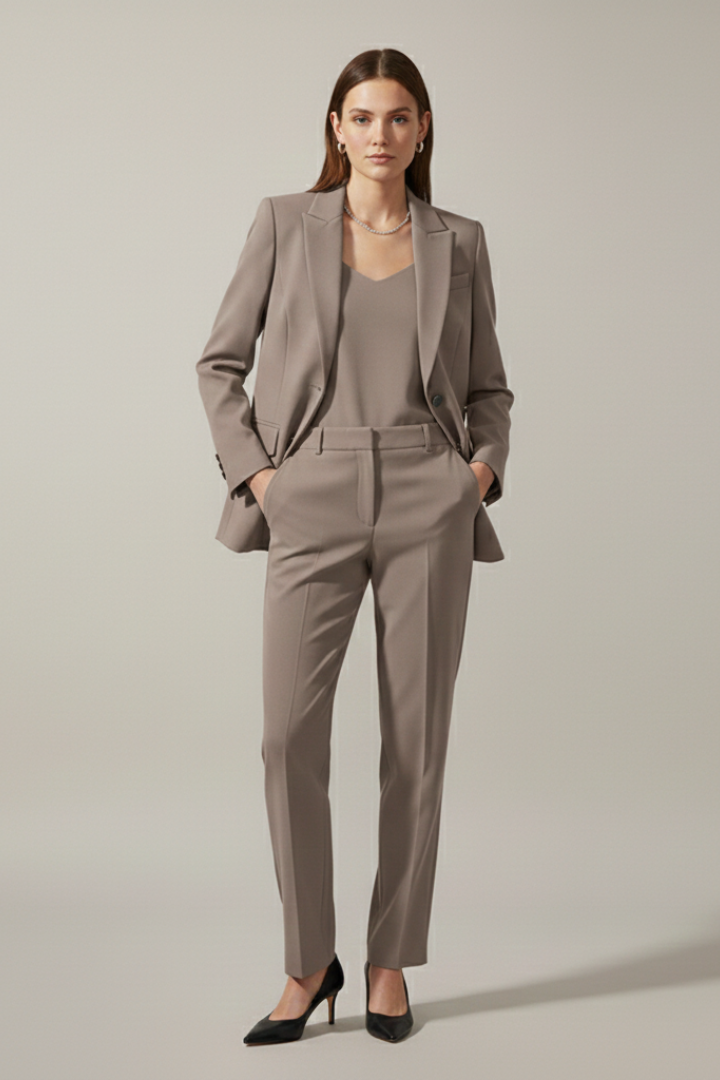 Maristelle | Dames Blazer & Broek Set – Reverskraag, Rechte Pijpen, Elegante Pakset