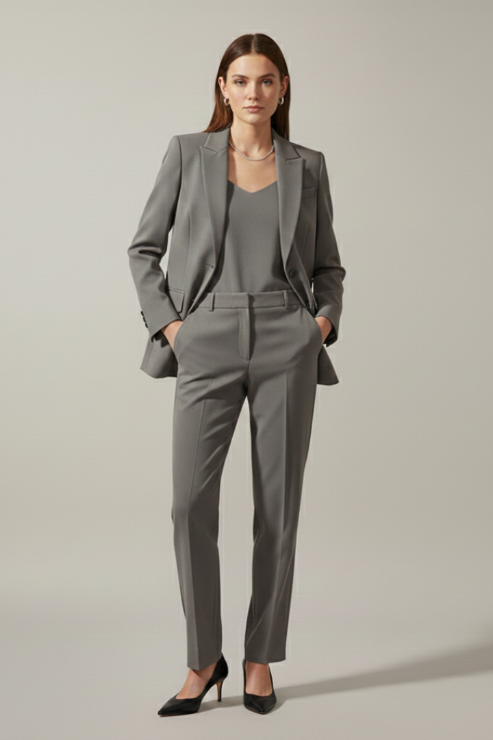 Maristelle | Dames Blazer & Broek Set – Reverskraag, Rechte Pijpen, Elegante Pakset