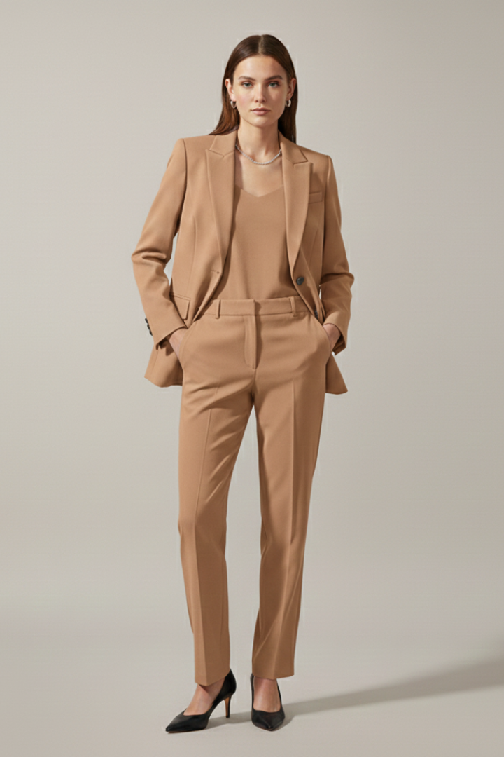 Maristelle | Dames Blazer & Broek Set – Reverskraag, Rechte Pijpen, Elegante Pakset