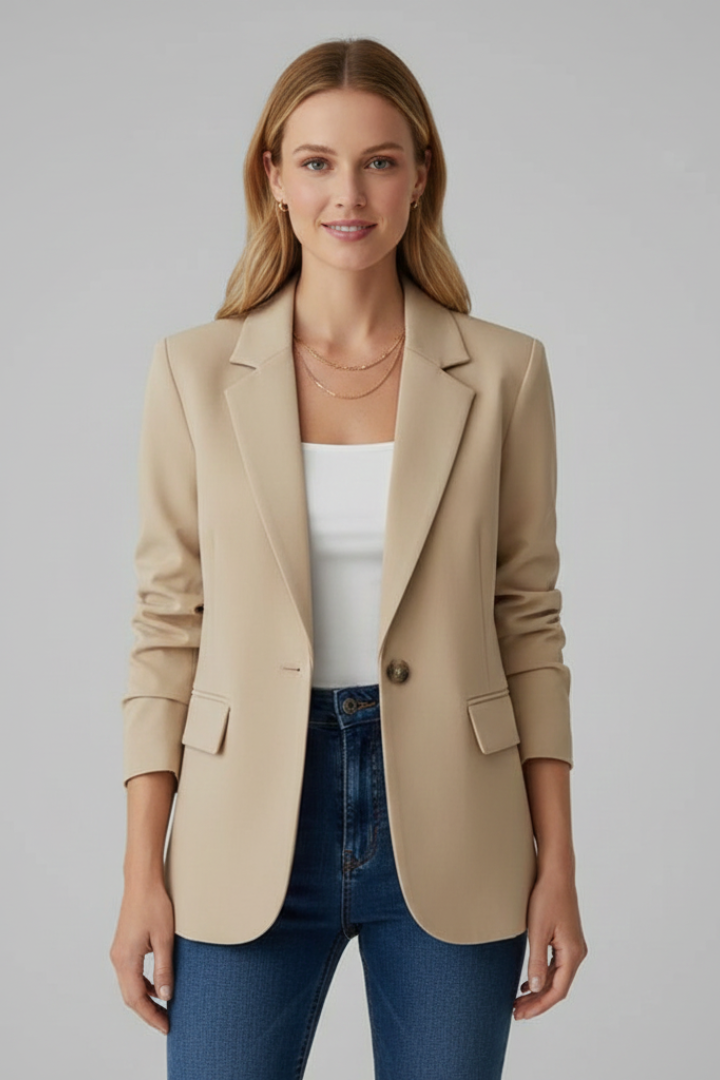 Jovara | Dames Blazer – Reverskraag, Eén Knoop, Elegante Getailleerde Blazer