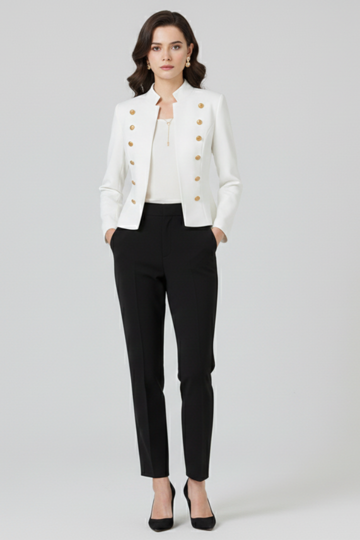 Mirelisse | Dames Blazer – Opstaande Kraag, Knoopdetail, Elegante Casual Jas