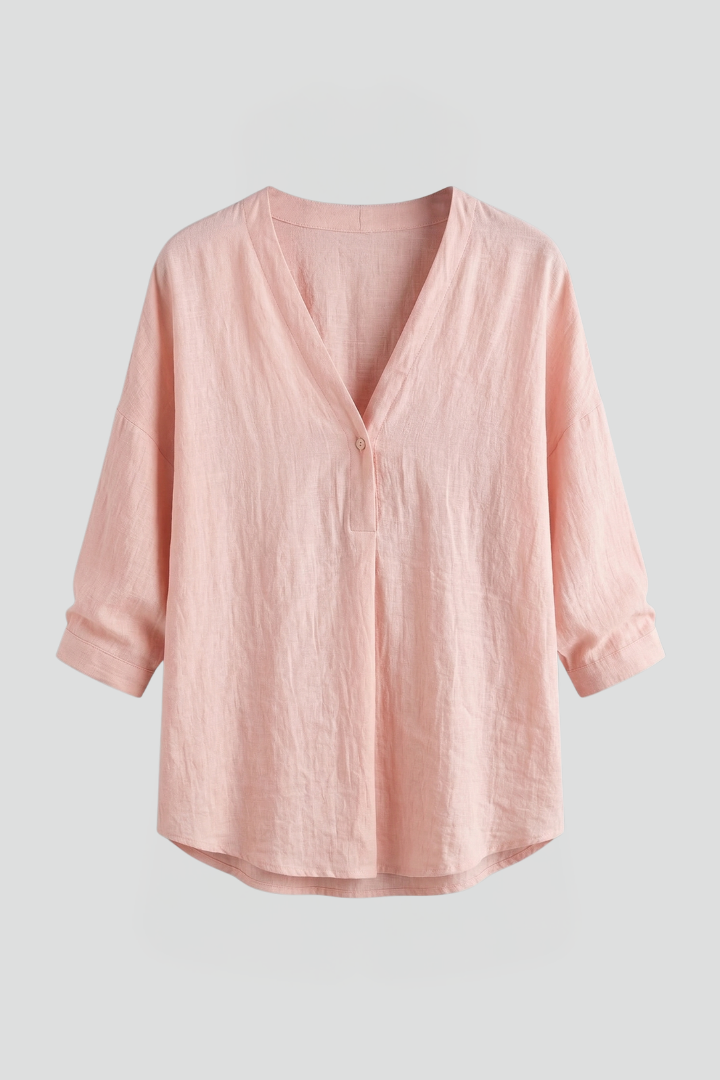 Aurelia | Dames Blouse met Ronde Hals – Blouse met Lange Mouwen en Knoopsluiting