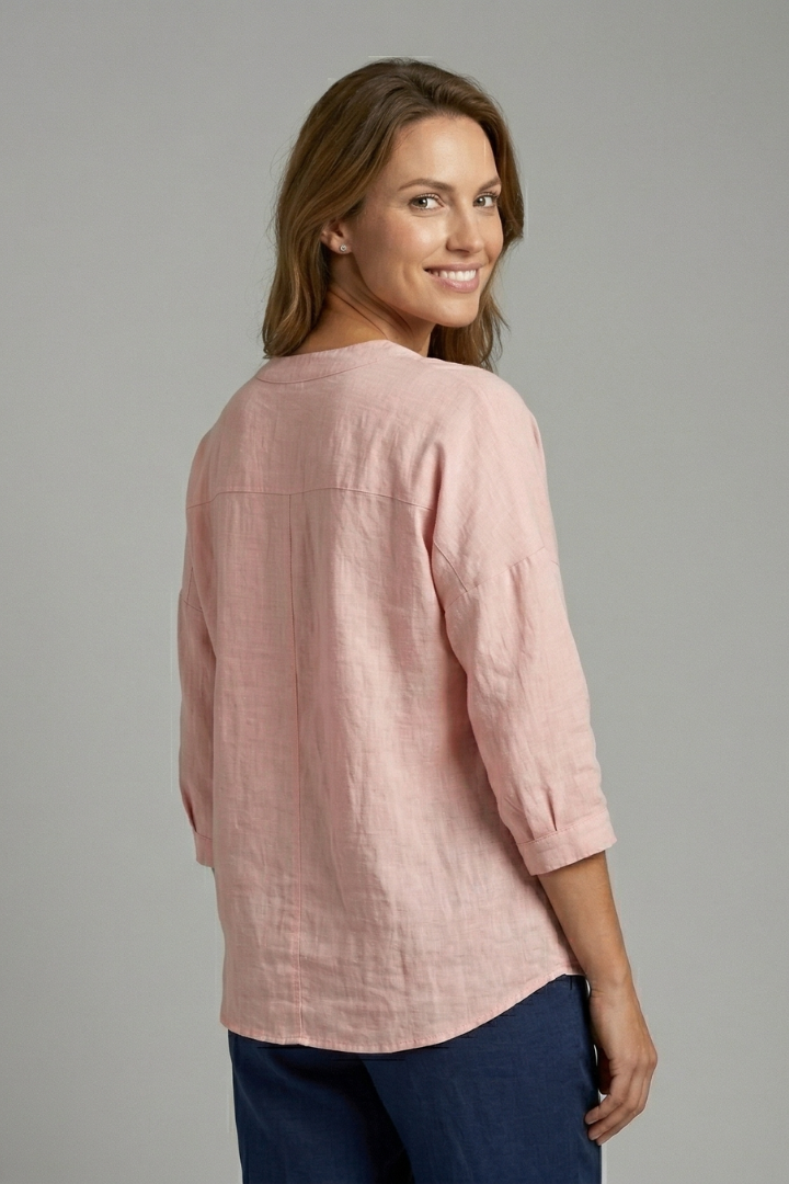 Aurelia | Dames Blouse met Ronde Hals – Blouse met Lange Mouwen en Knoopsluiting