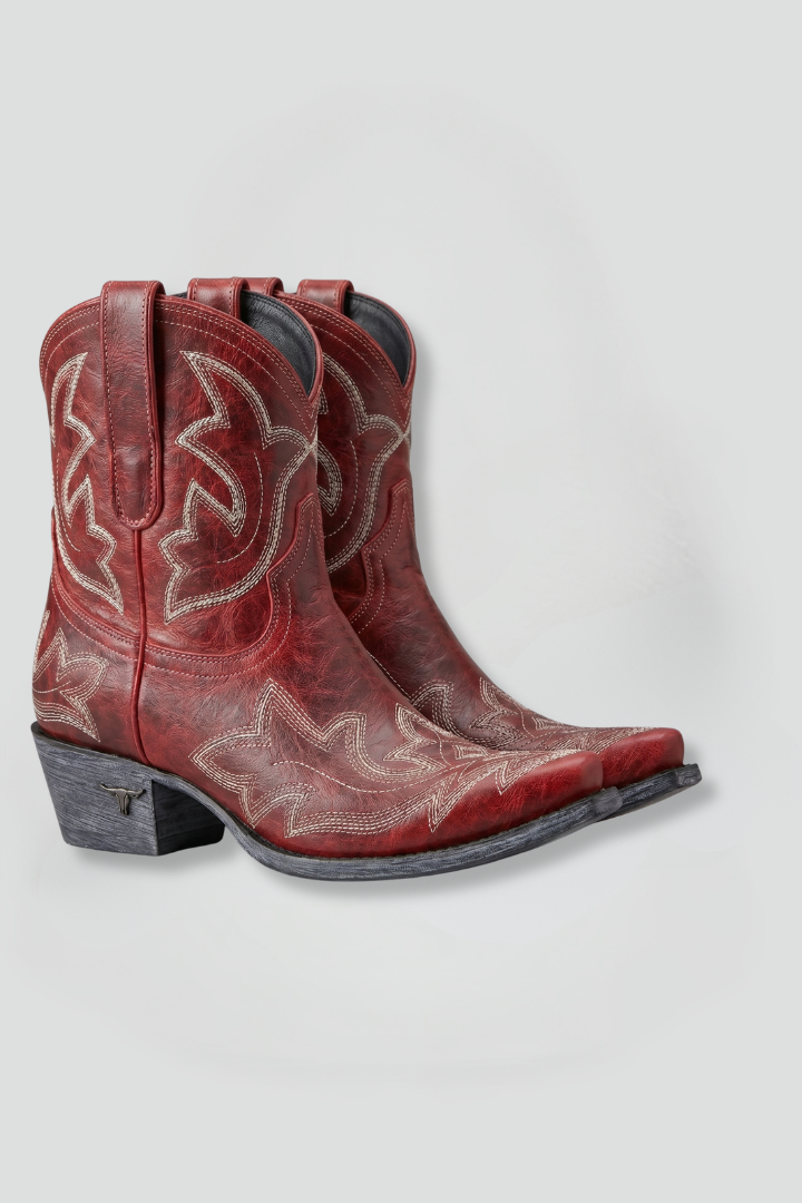 Avelora | Dames Leren Cowboylaarzen – Geborduurde Western Laarzen tot Halverwege de Kuit