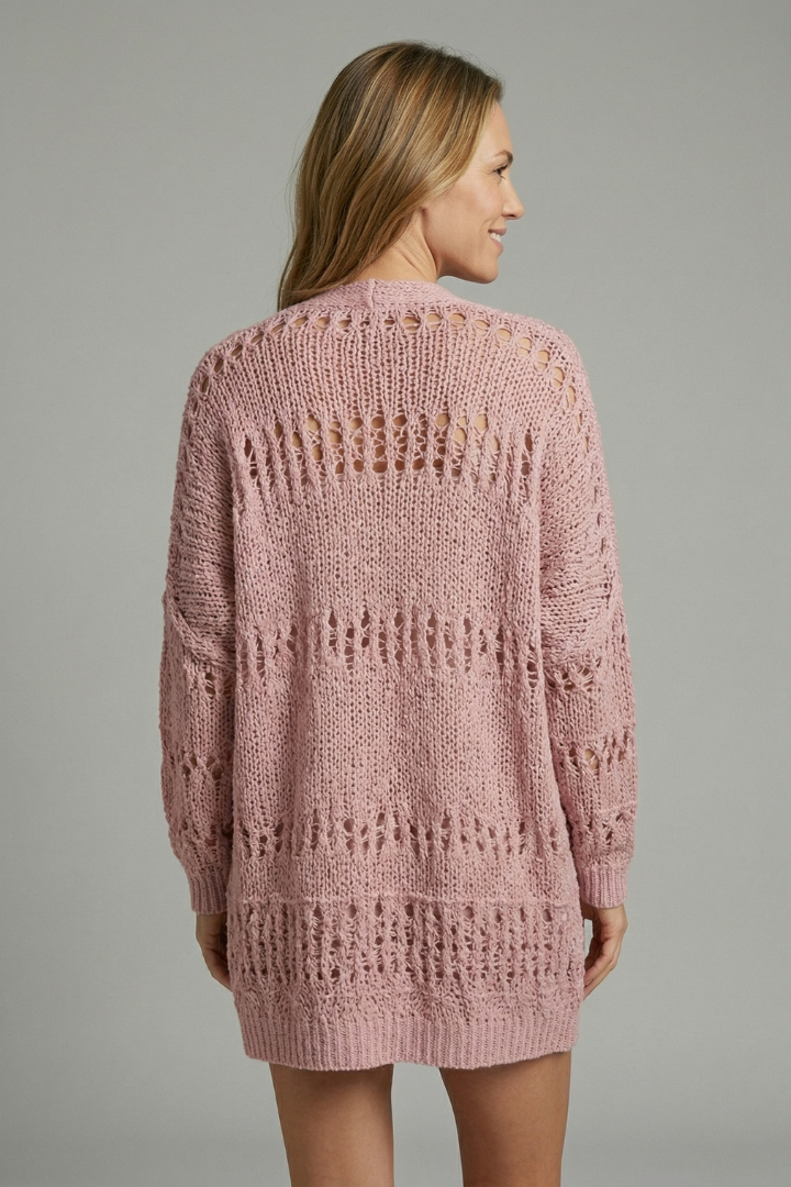 Arcelia | Dames Gebreid Vest met Open Voorkant – Lange Mouwen en Textuur