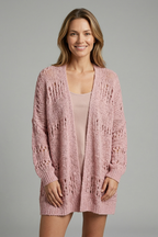 Arcelia | Dames Gebreid Vest met Open Voorkant – Lange Mouwen en Textuur