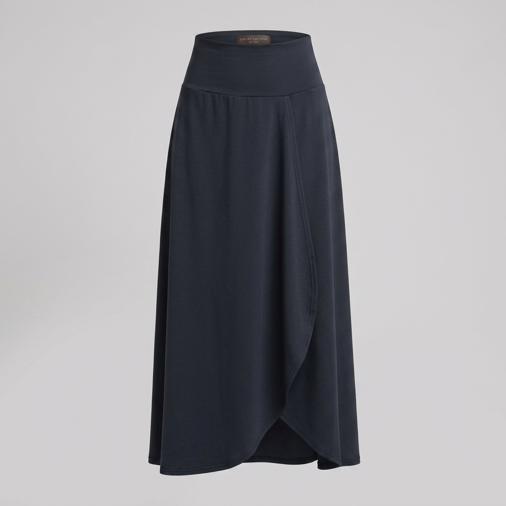 Gwyndoline | Dames Hoge Taille Maxi Rok – Wikkelvoorkant, Uitlopende A-Lijn & Gebogen Zoom