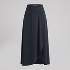 Gwyndoline | Dames Hoge Taille Maxi Rok – Wikkelvoorkant, Uitlopende A-Lijn & Gebogen Zoom
