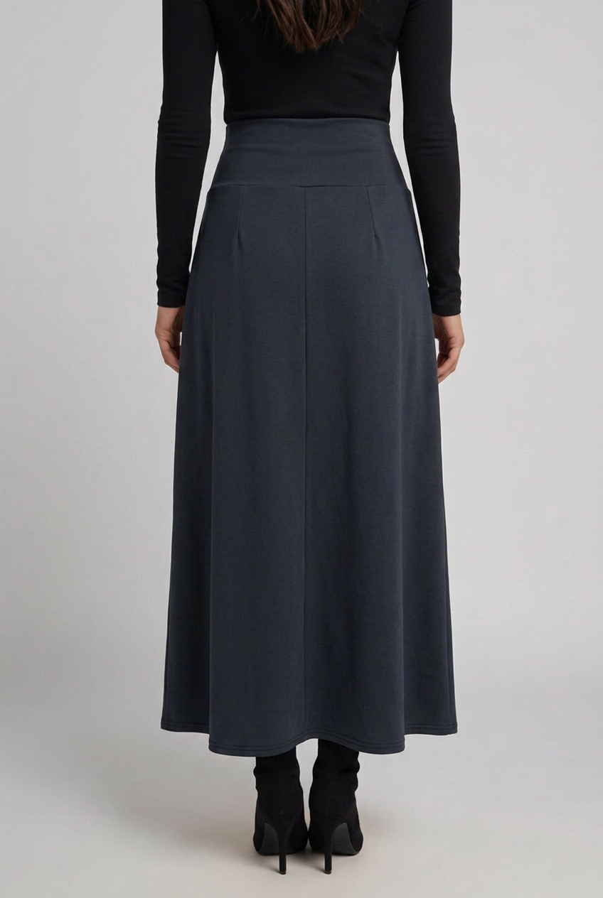 Gwyndoline | Dames Hoge Taille Maxi Rok – Wikkelvoorkant, Uitlopende A-Lijn & Gebogen Zoom
