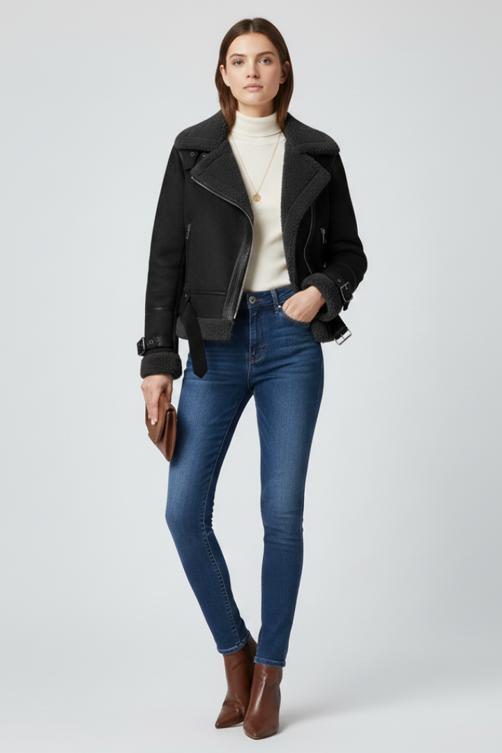 Calypso | Dames Jas met Textuur en Ritssluiting – Casual Jas met Lange Mouwen