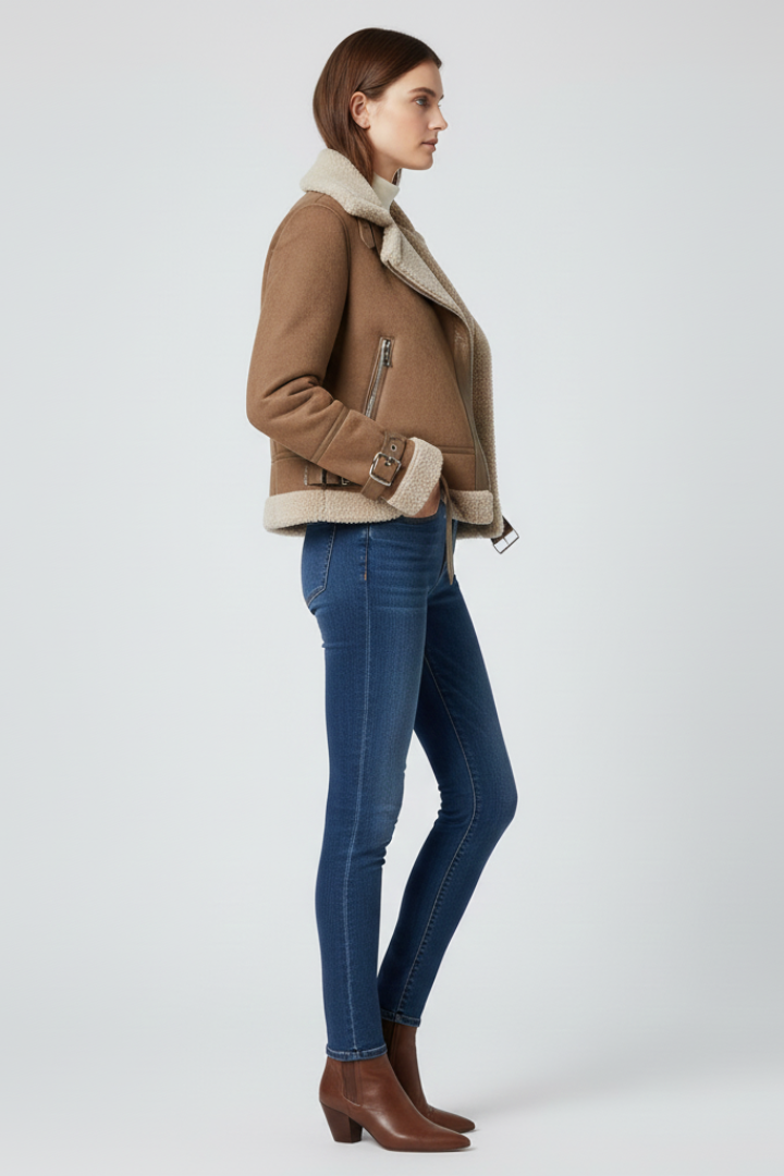 Calypso | Dames Jas met Textuur en Ritssluiting – Casual Jas met Lange Mouwen