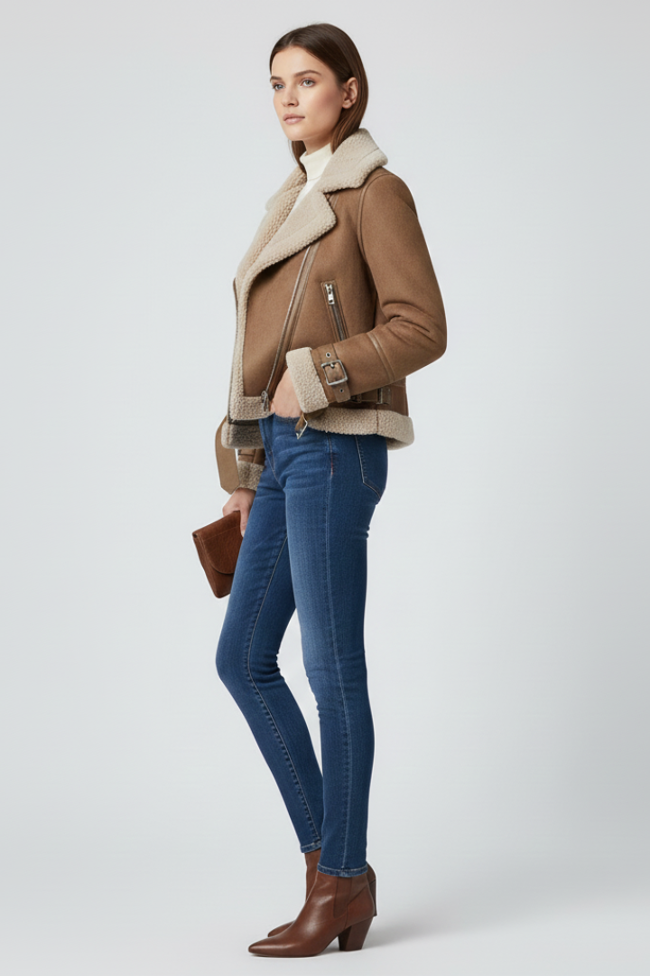Calypso | Dames Jas met Textuur en Ritssluiting – Casual Jas met Lange Mouwen