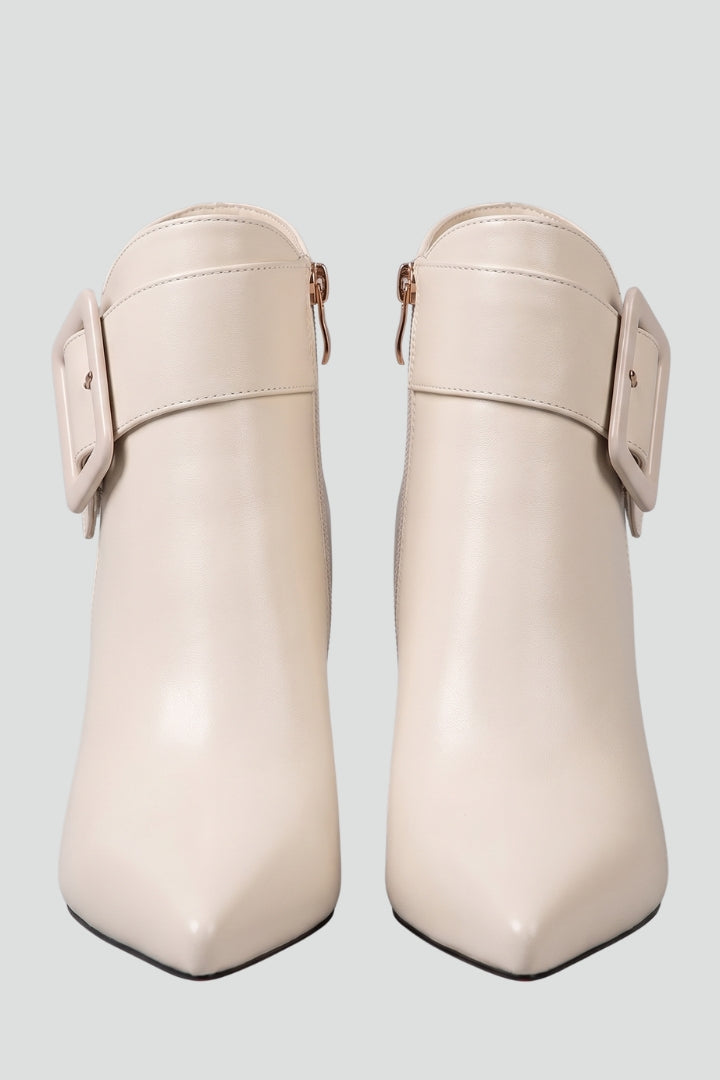 Evadne | Dames Leren Enkellaarsjes – Gespdetail & Zijrits
