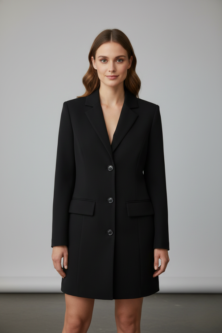 Mirelia | Dames Longline Blazer – Getailleerde Blazer met Knoopsluiting aan de Voorkant
