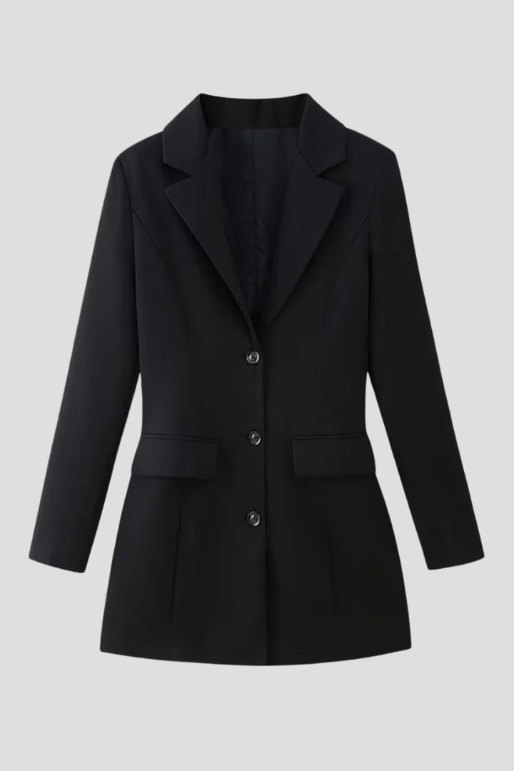 Mirelia | Dames Longline Blazer – Getailleerde Blazer met Knoopsluiting aan de Voorkant