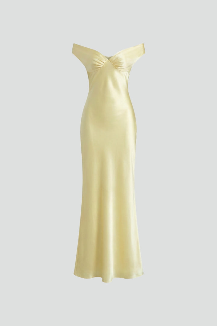 Pira | Elegante off-shoulder maxi-jurk voor dames – vloerlange formele avondjurk
