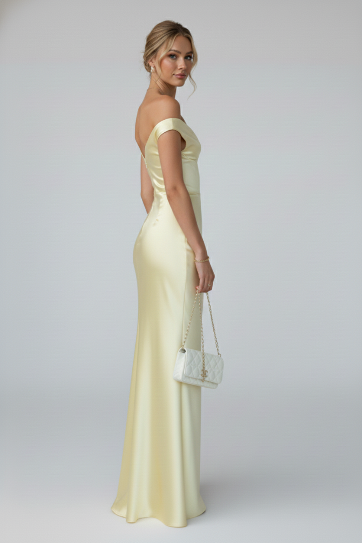 Pira | Elegante off-shoulder maxi-jurk voor dames – vloerlange formele avondjurk