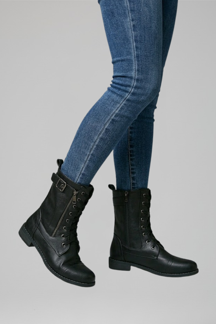 Elarose | Dames Orthopedische Enkellaarzen – Zijrits & Vetersluiting