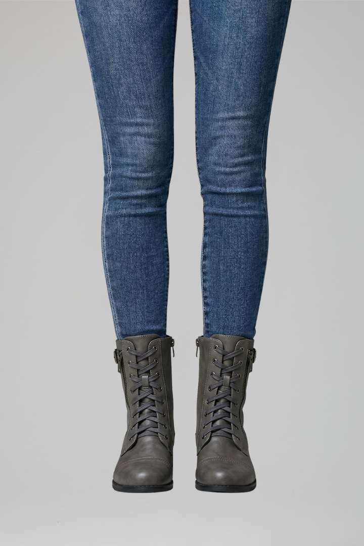 Elarose | Dames Orthopedische Enkellaarzen – Zijrits & Vetersluiting