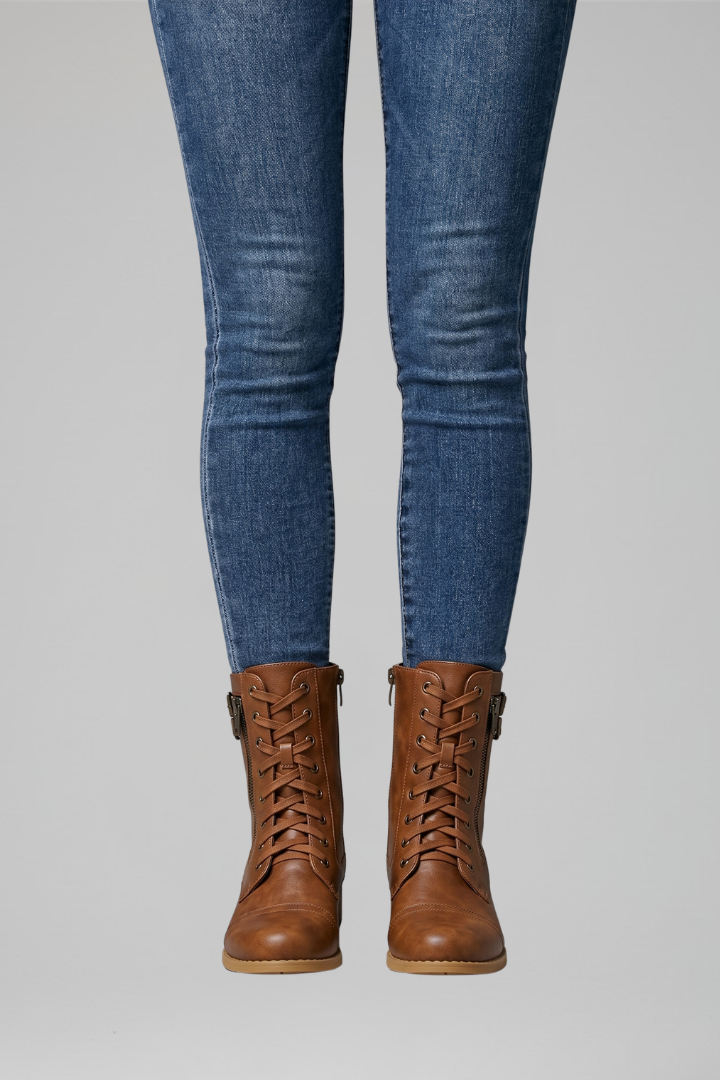 Elarose | Dames Orthopedische Enkellaarzen – Zijrits & Vetersluiting