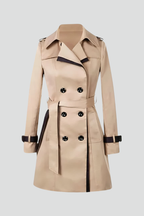Maribelle | Trenchcoat met structuur voor dames – met ceintuur in de taille, lange mouwen