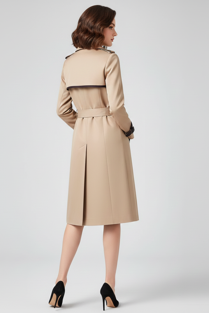 Maribelle | Trenchcoat met structuur voor dames – met ceintuur in de taille, lange mouwen