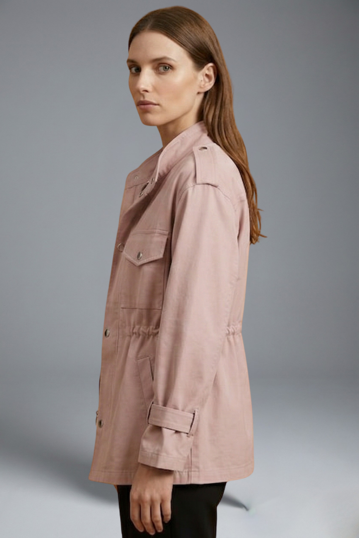 Oriana | Women's Double-Breasted Utility Jacket – Belted Waist