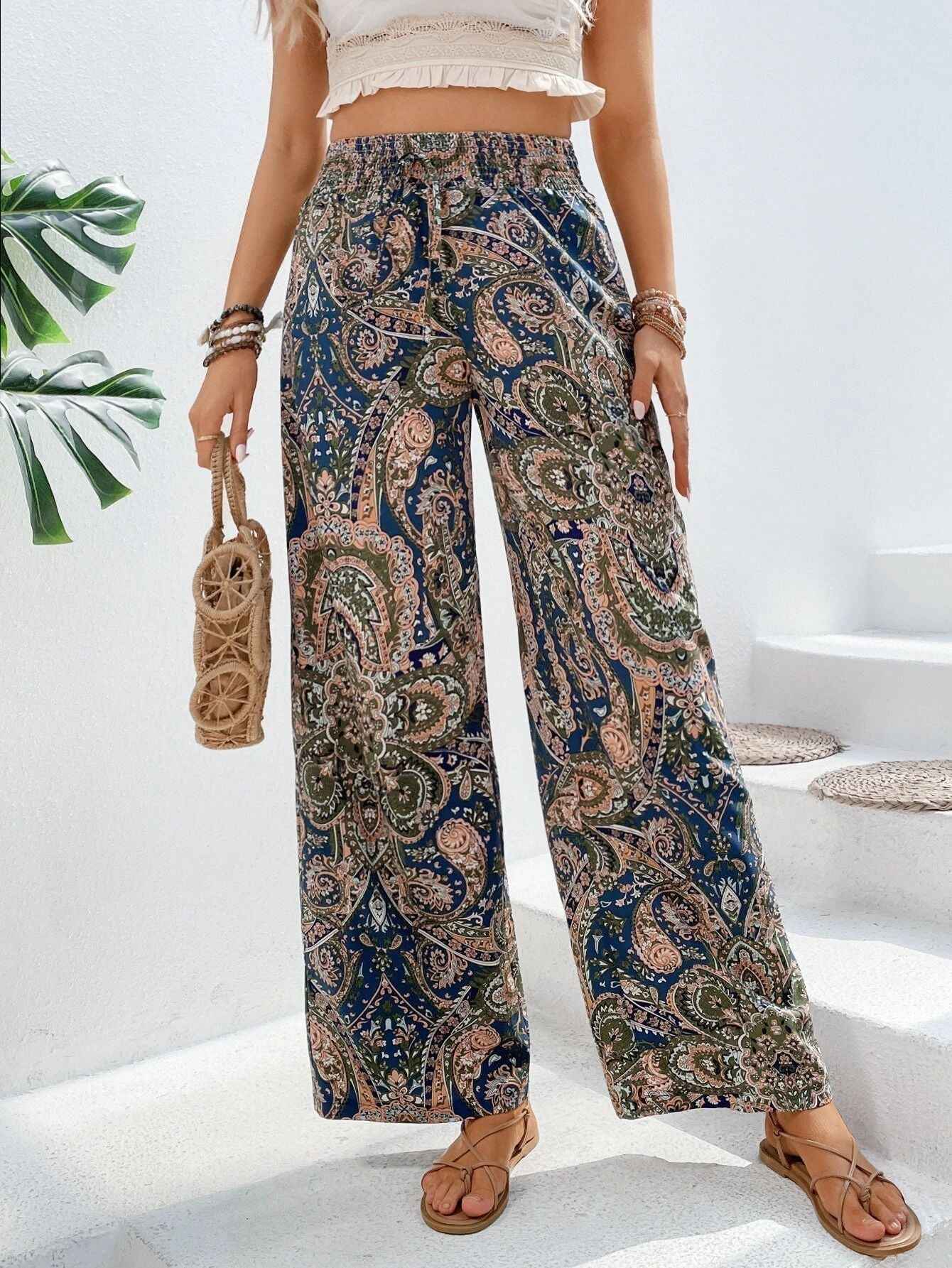 Helena | Boho-broek met wijde pijpen voor dames – Lichtgewicht vrijetijdsbroek