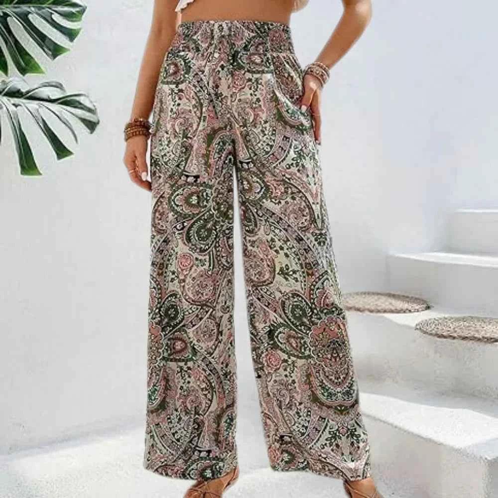 Helena | Boho-broek met wijde pijpen voor dames – Lichtgewicht vrijetijdsbroek