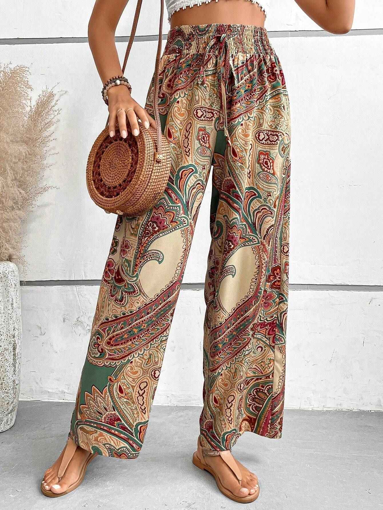 Helena | Boho-broek met wijde pijpen voor dames – Lichtgewicht vrijetijdsbroek