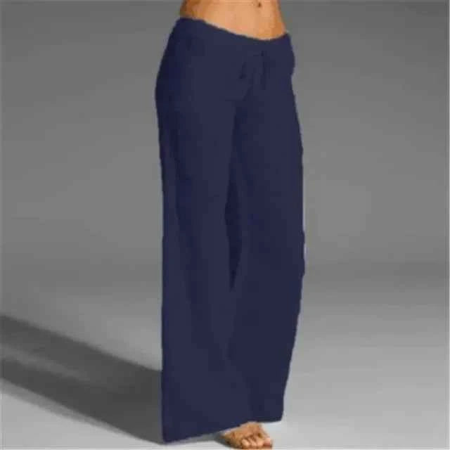 Ruby | Linnen broek met wijde pijpen voor dames – Broek met relaxte pasvorm en trekkoord