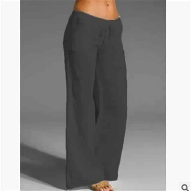 Ruby | Linnen broek met wijde pijpen voor dames – Broek met relaxte pasvorm en trekkoord