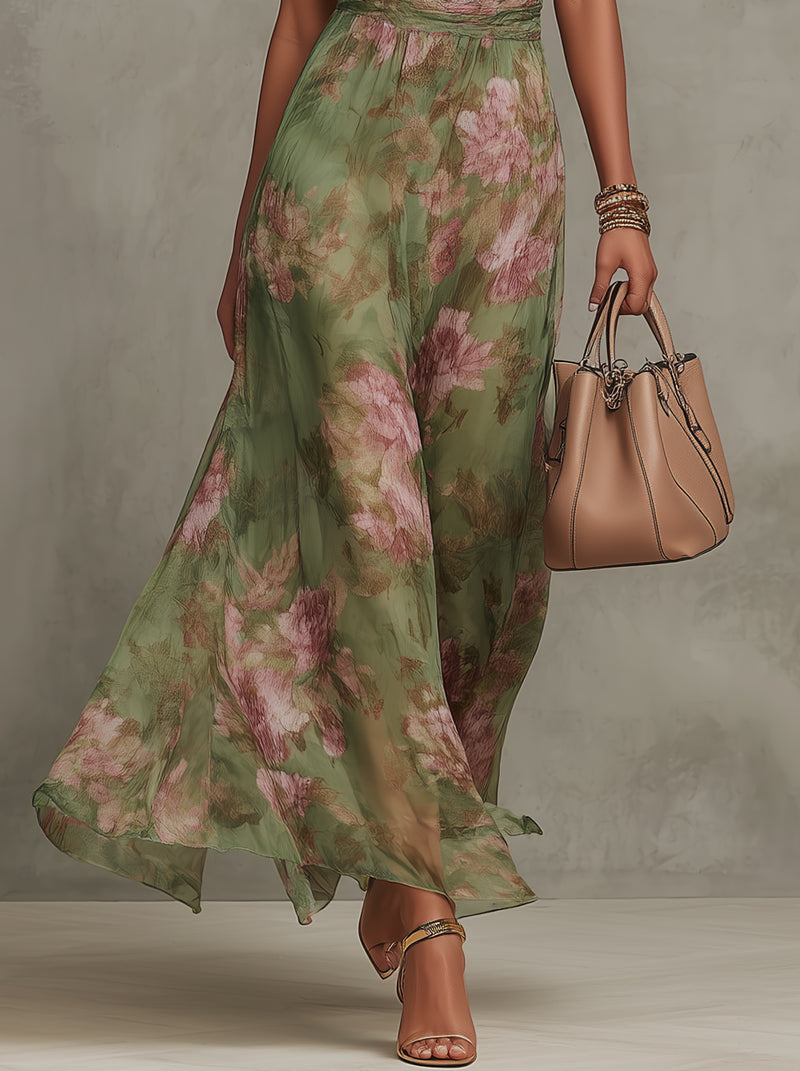 Blythe | Bloemenprint Maxi Jurk voor Dames – Lange Jurk met Halternek