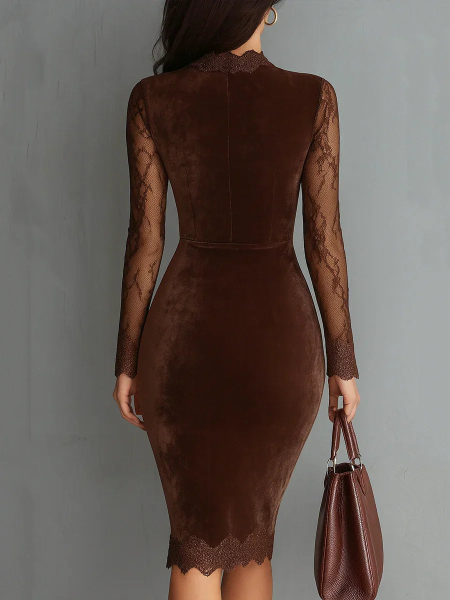 Hallie | Fluwelen minijurk voor dames – Elegante jurk met kanten mouwen