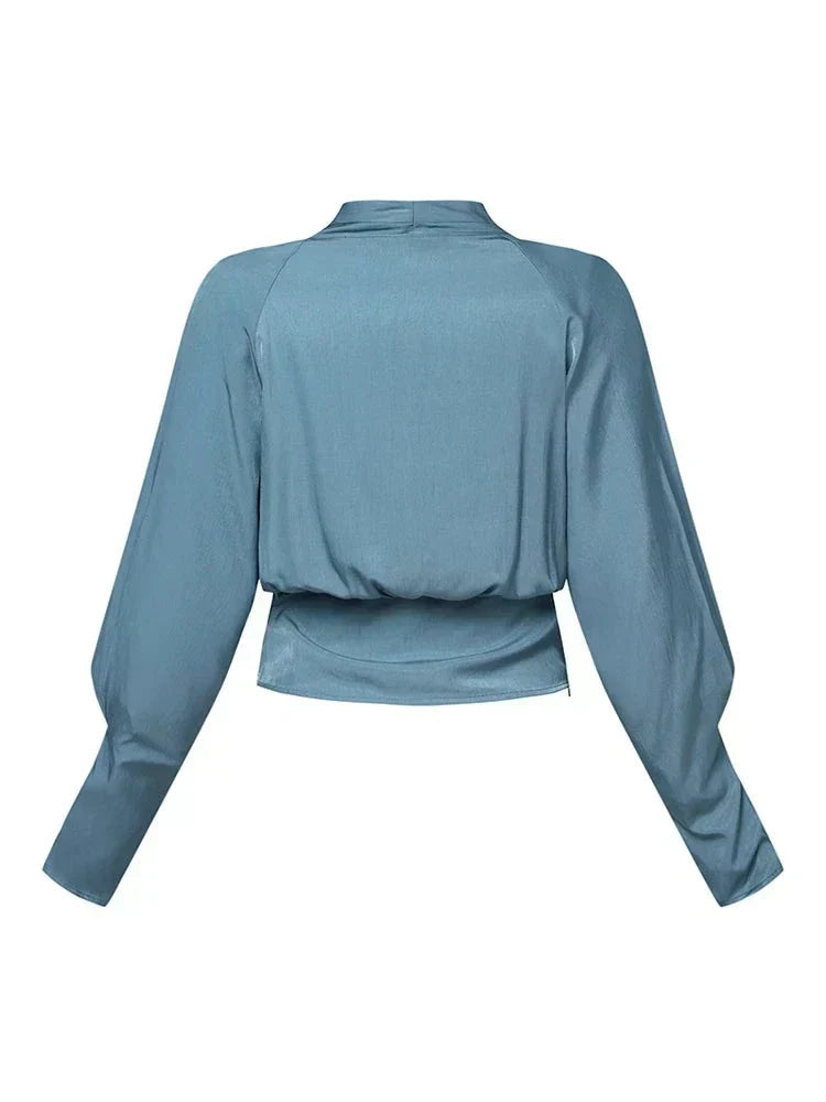 Fiorina | Dames Elegante Gedrapeerde Top – Blouse met V-hals, Zwierig Shirt met Losse Pasvorm