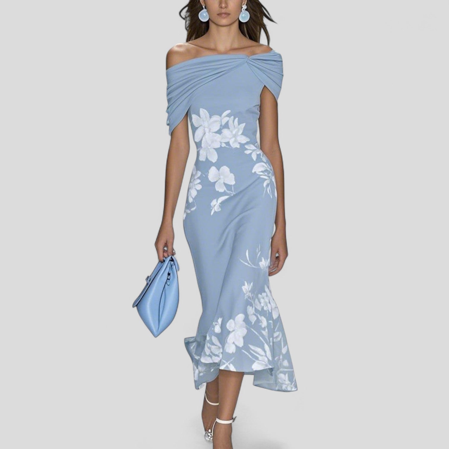 Dahlia | Midi-jurk met bloemenprint voor dames – Elegante jurk met relaxte pasvorm
