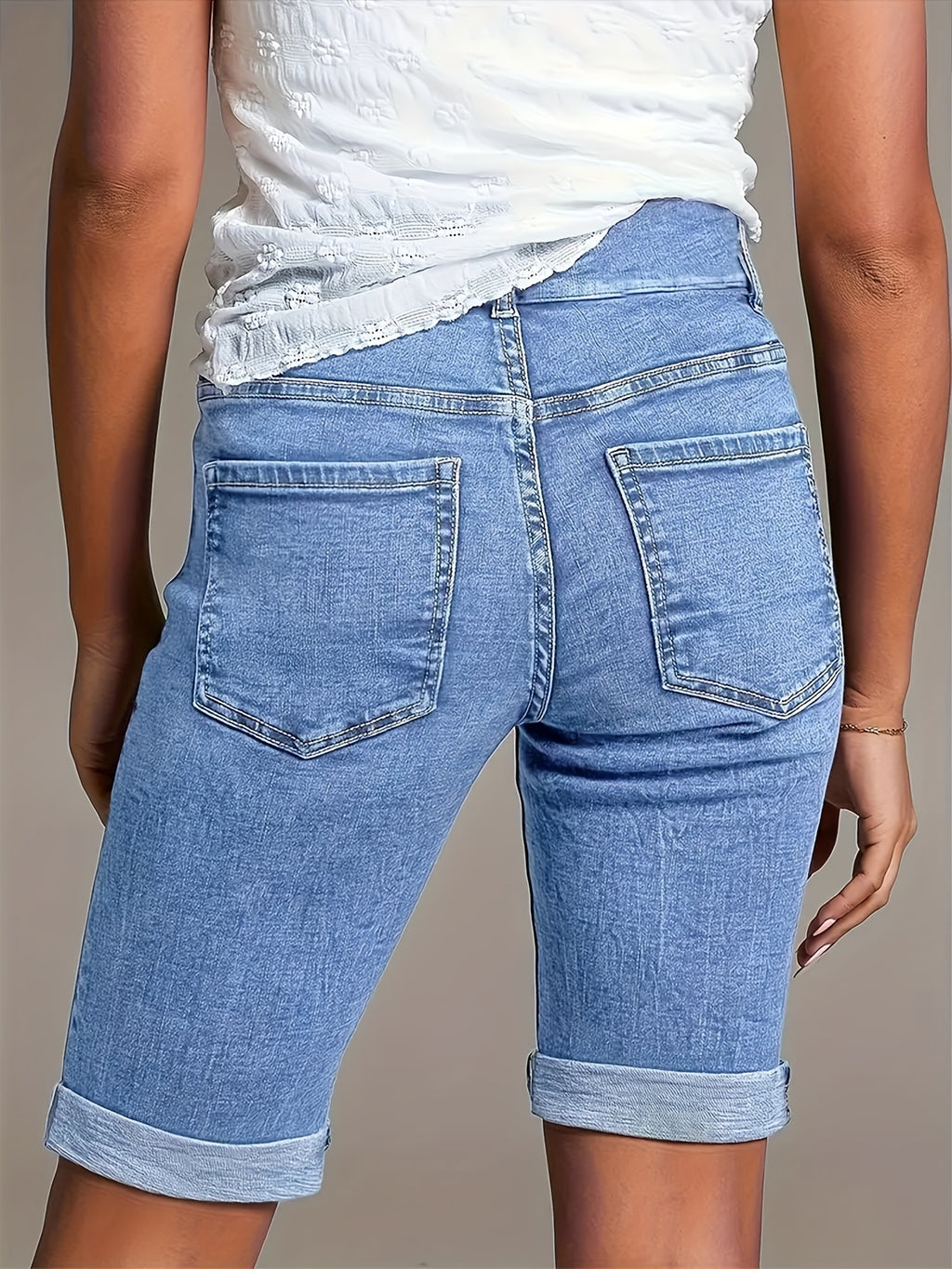 Zaria | Denimshorts voor dames met hoge taille – Stretch slim fit boyfriend-jeansshorts