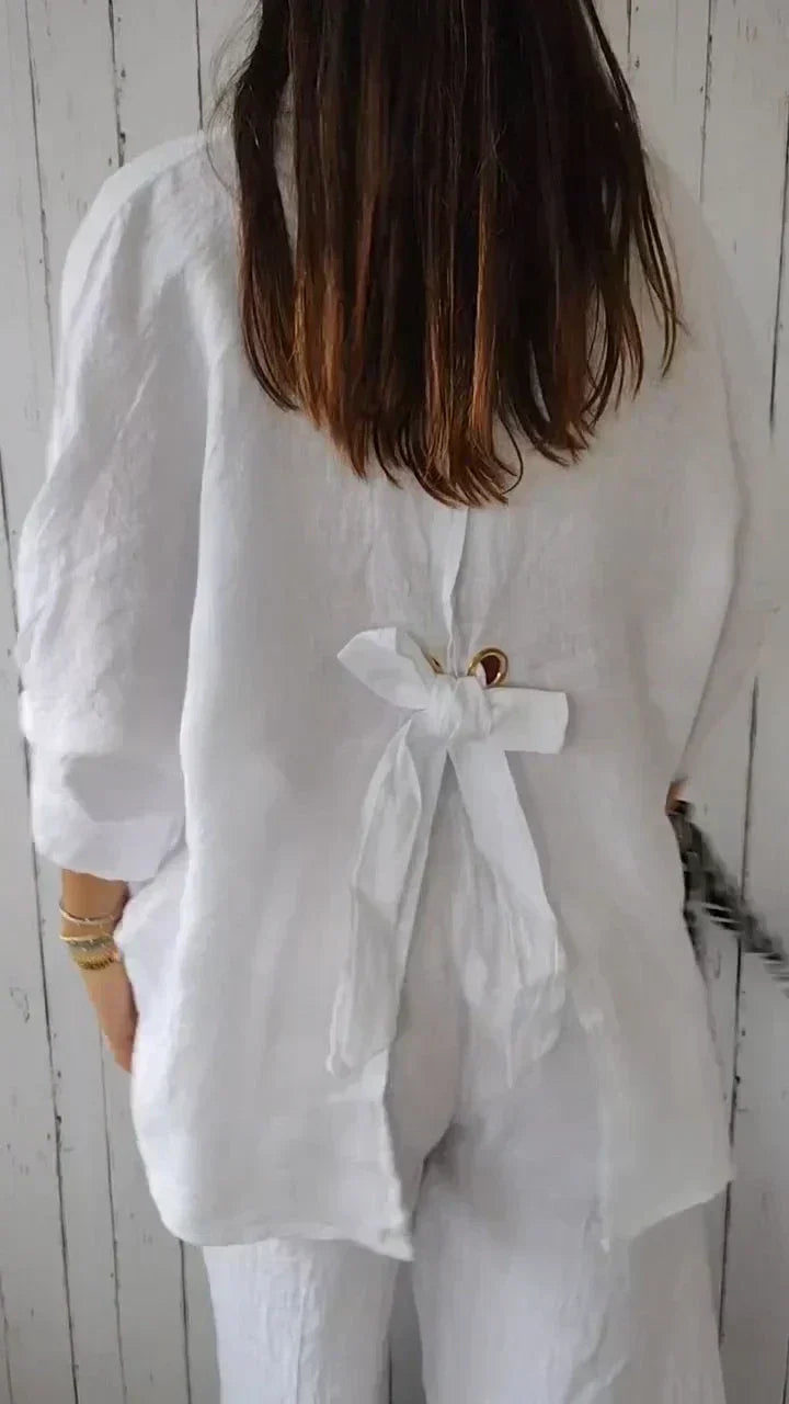 Ilyriah | Dames Linnen Shirt – Lichtgewicht Casual Blouse, Losvallende Knoopsluiting Top