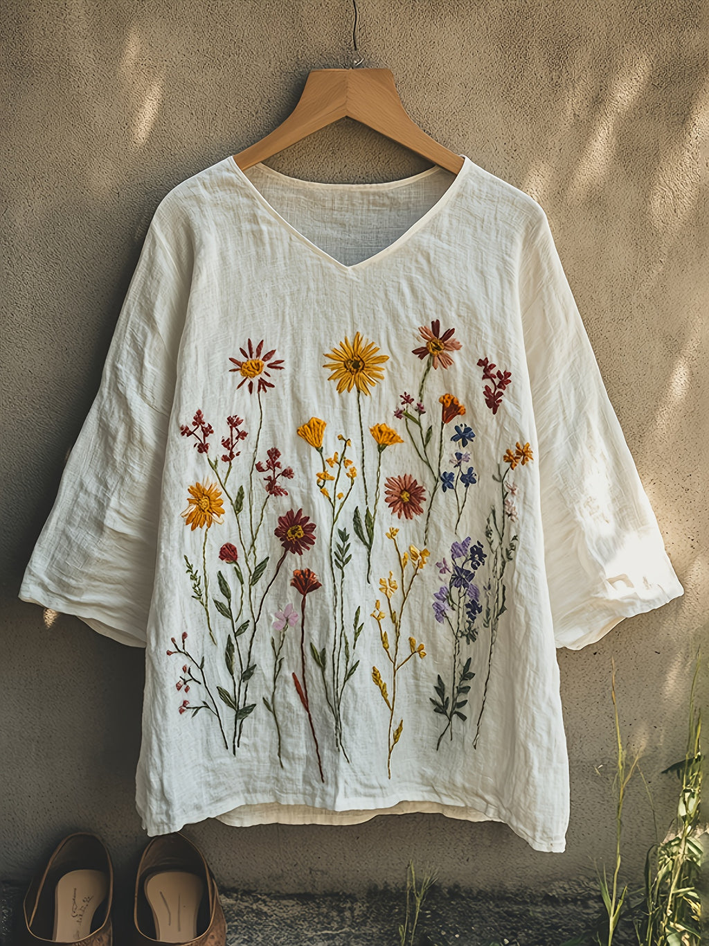 Rielle | Elegante damesblouse – Losvallend shirt met V-hals voor een casual alledaagse look