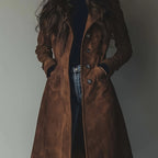Annetta | Vintage Suède Trenchcoat Dames – Single-Breasted Jas