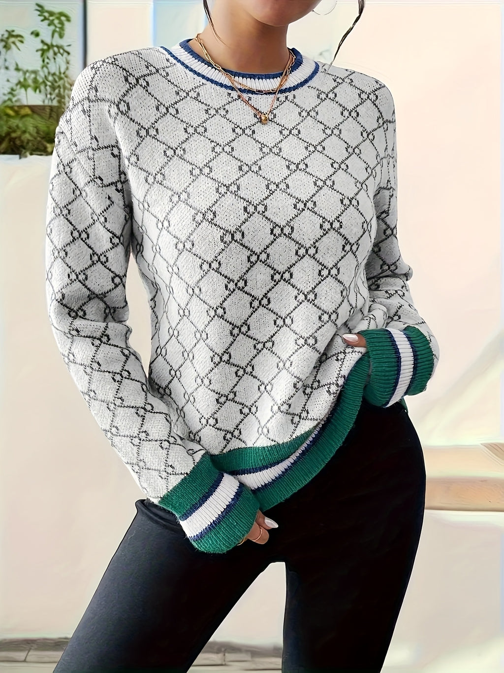 Andrina | Dames geribbelde top met lange mouwen – Ronde hals