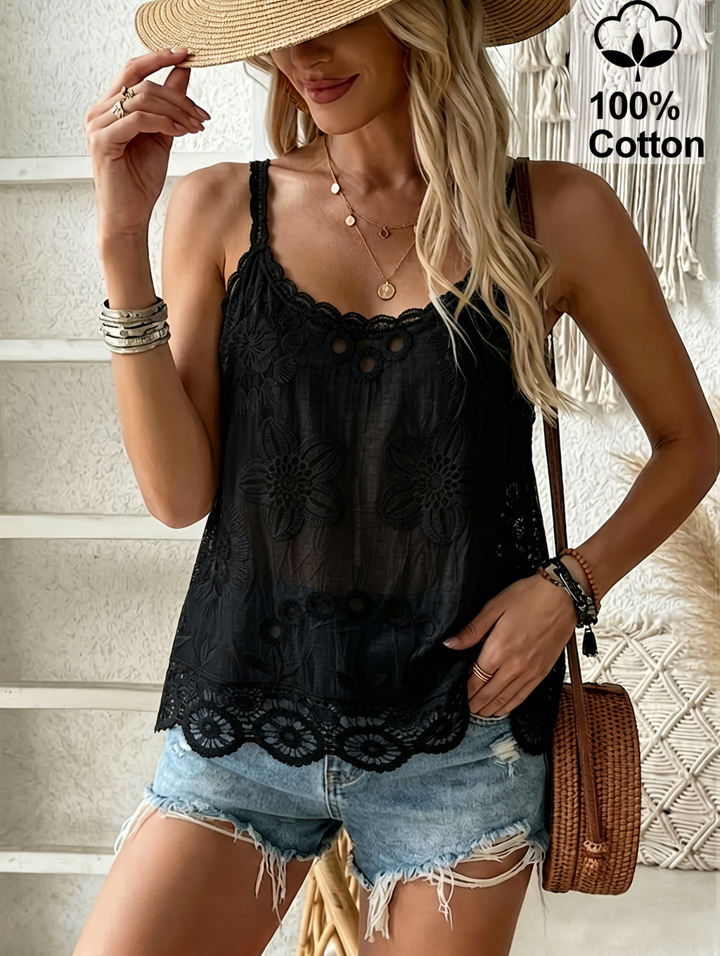 Mylen | Mouwloos topje met spaghettibandjes voor dames – Casual vest in boho-stijl
