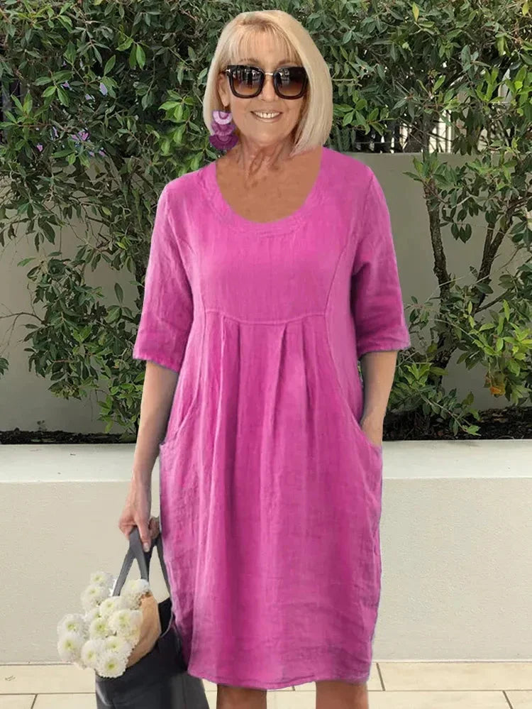 Elin | Elegante zomerjurk voor dames – Luchtige, soepel vallende casual midi-jurk