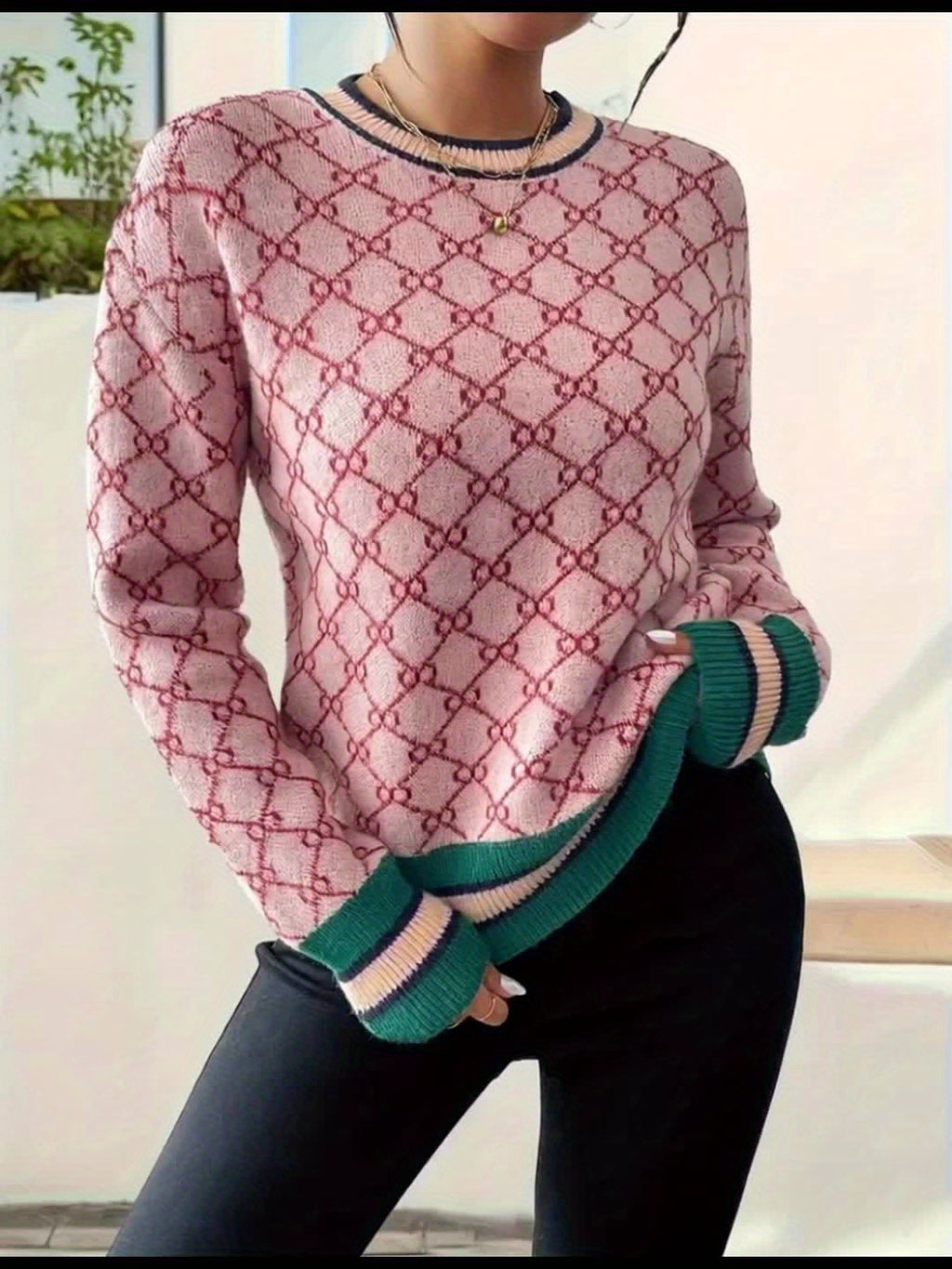 Andrina | Dames geribbelde top met lange mouwen – Ronde hals