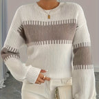 Amelisse | Dames gestreepte off-shouldertrui – Lange mouwen