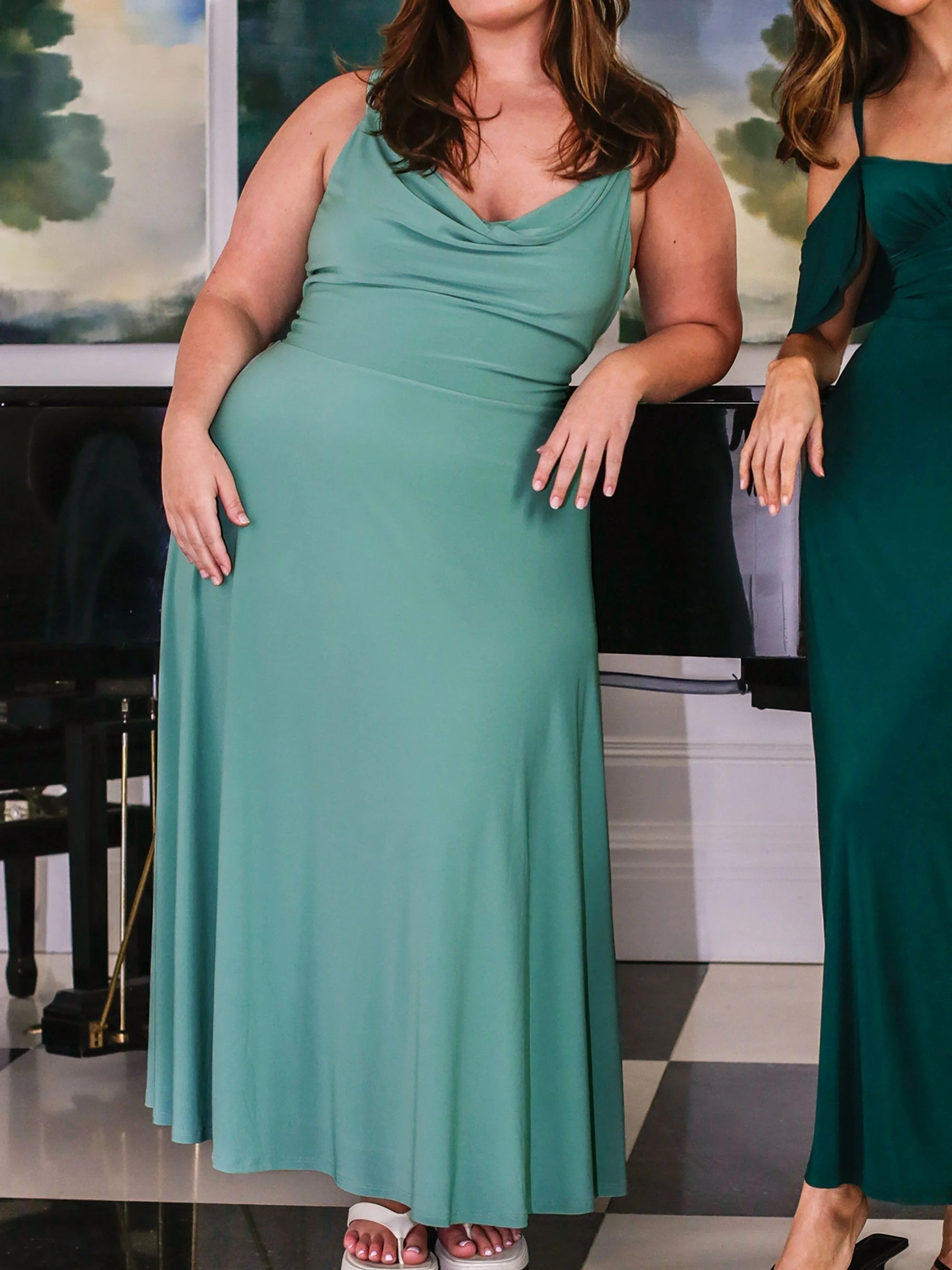 Baylor |  Elegante Dames Maxi Jurk – Gedrapeerde Lange Jurk met V-Hals